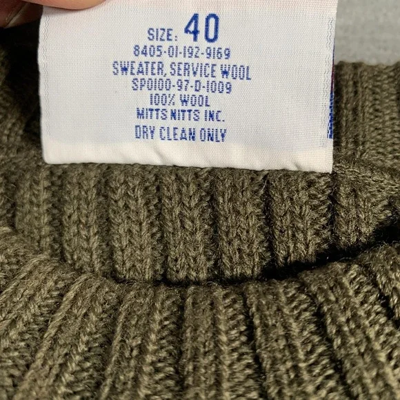 DSCP Valor Collection Sweater Mens 40 Olive‎ Green Wool Military Pullover Patch - Picture 9 of 11